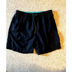 George Mens Shorts Swim Trunks Swimwear Size XL 40-42 Black Aqua Blue